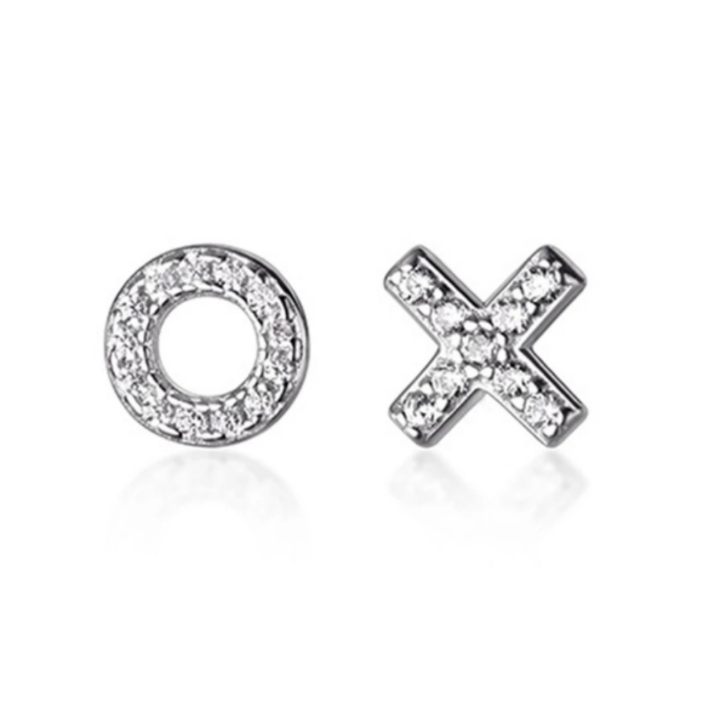 X and O 925 sterling silver asymmetrical earrings